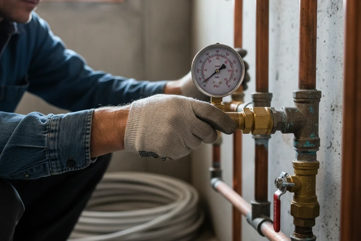 Pressure testing a repaired line during Water Line Repair in Buzzards Bay